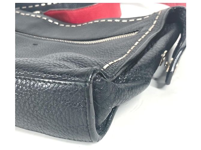 Borsa Selleria 7V07 in pelle Fendi Nero Rosso - vista 4
