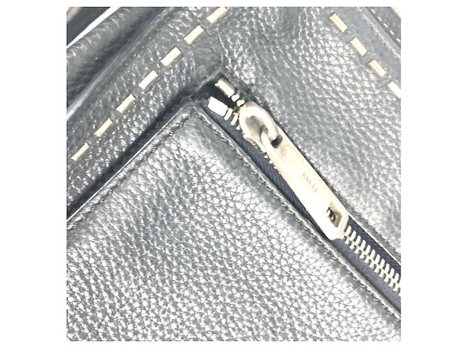 Borsa Selleria 7V07 in pelle Fendi Nero Rosso - vista 6