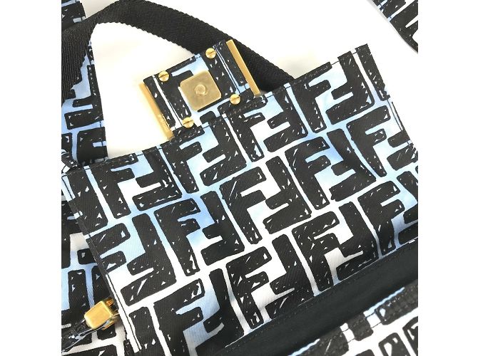 Collaborazione Fendi Joshua Vides Borsa Baguette Zucca Nero Blu - vista 11