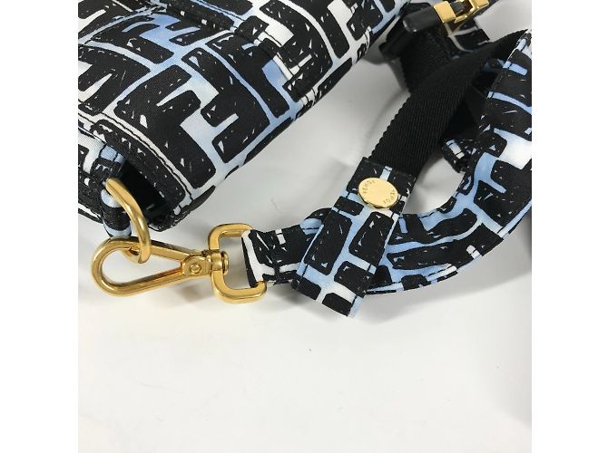 Collaborazione Fendi Joshua Vides Borsa Baguette Zucca Nero Blu - vista 13