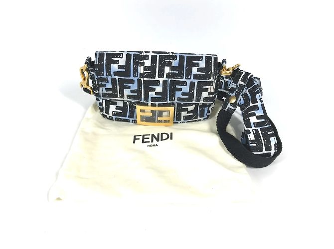 Collaborazione Fendi Joshua Vides Borsa Baguette Zucca Nero Blu - vista 15