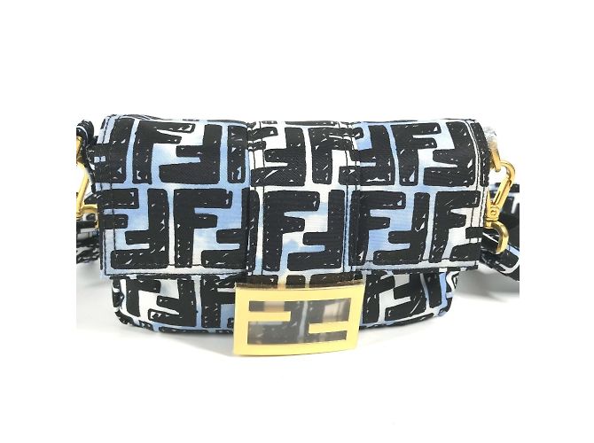 Collaborazione Fendi Joshua Vides Borsa Baguette Zucca Nero Blu - vista 3