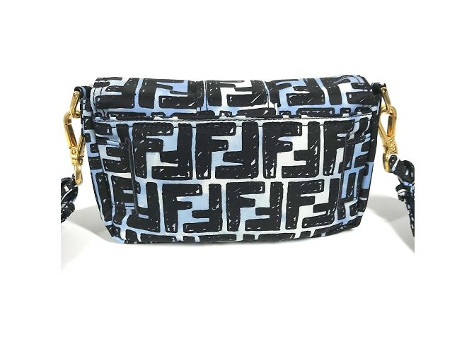 Collaborazione Fendi Joshua Vides Borsa Baguette Zucca Nero Blu - vista 4