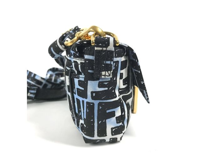 Collaborazione Fendi Joshua Vides Borsa Baguette Zucca Nero Blu - vista 6