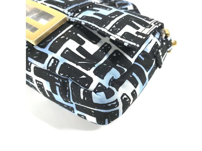 Collaborazione Fendi Joshua Vides Borsa Baguette Zucca Nero Blu - vista 8