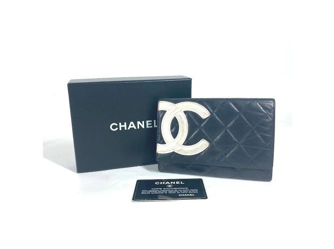 Billetera compacta Chanel Cambon Line CC Coco Mark Negro Blanco - vista 14