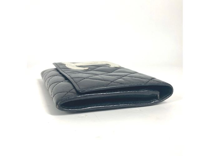 Billetera compacta Chanel Cambon Line CC Coco Mark Negro Blanco - vista 3