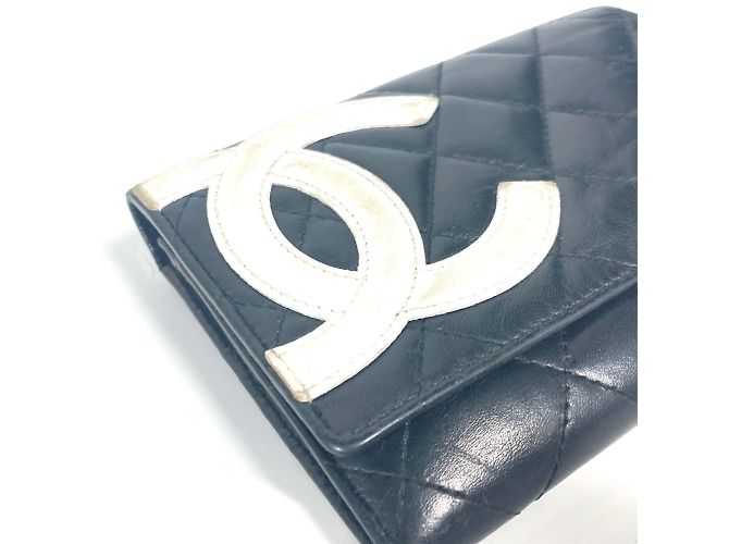 Billetera compacta Chanel Cambon Line CC Coco Mark Negro Blanco - vista 5