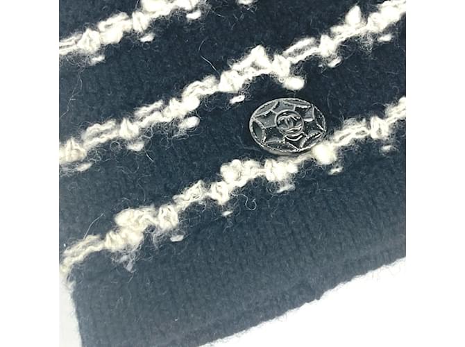 Chanel Kaschmir-Wollhandschuhe Schwarz Weiß - Ansicht 2