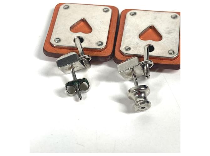 Hermès Orecchini Hermes Heart Asdukur PM Argento Arancione - vista 4