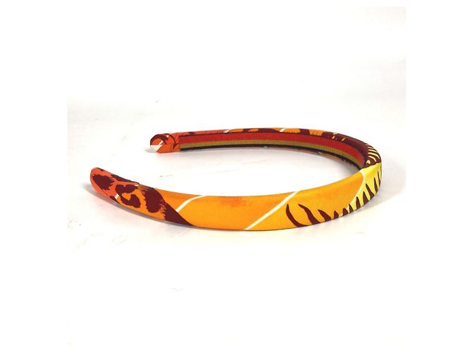 Silk In Hermès Fascia per capelli in seta Hermes Elsa Jungle Love Arancione - vista 3