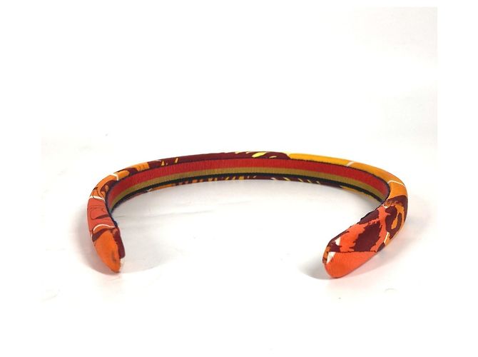 Silk In Hermès Fascia per capelli in seta Hermes Elsa Jungle Love Arancione - vista 4