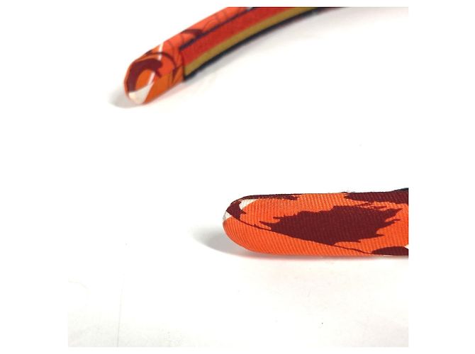 Silk In Hermès Fascia per capelli in seta Hermes Elsa Jungle Love Arancione - vista 5
