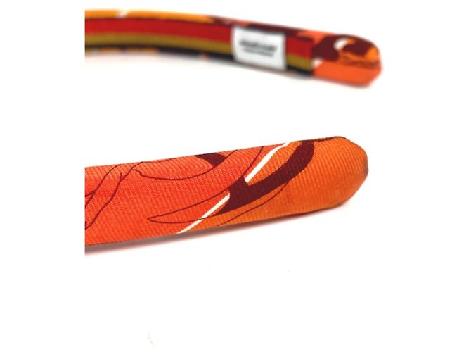 Silk In Hermès Fascia per capelli in seta Hermes Elsa Jungle Love Arancione - vista 6