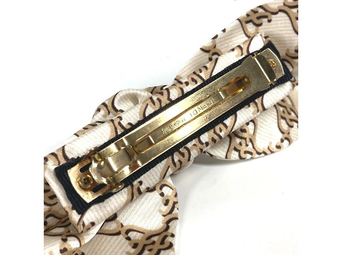Barrette en soie beige Fendi - vue 3