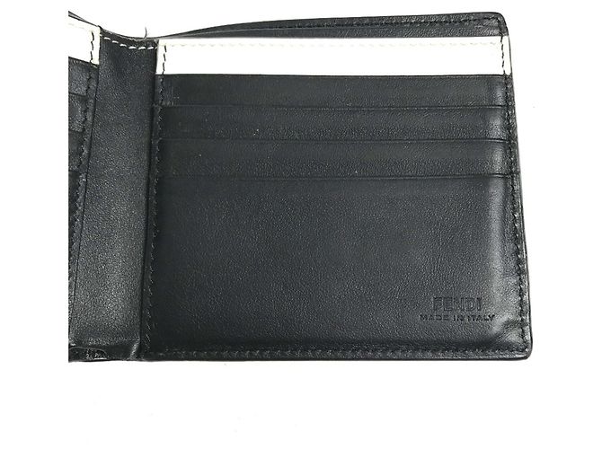 Fendi Kompakte Bi-Fold Geldbörse Schwarz Weiß - Ansicht 9
