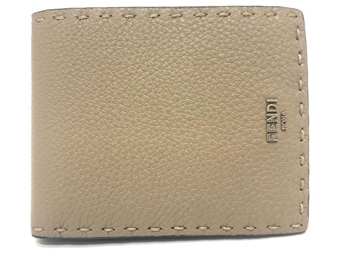 Fendi Gray Leather Bi-Fold Wallet Brown - view 13
