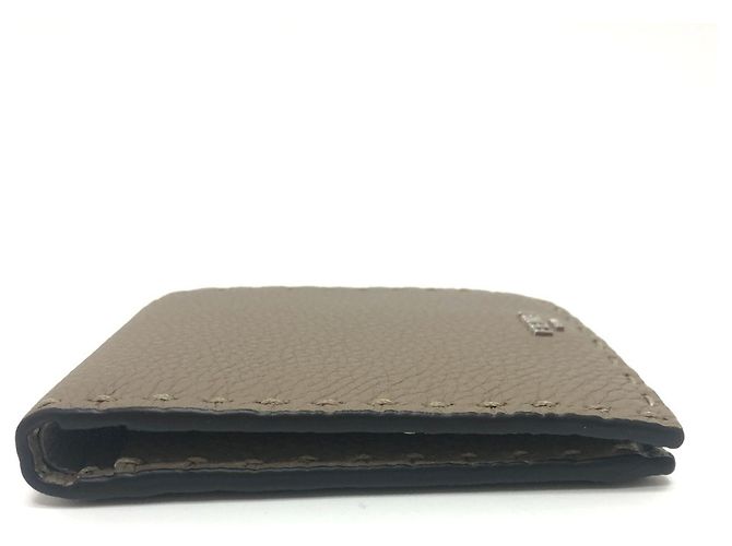 Fendi Gray Leather Bi-Fold Wallet Brown - view 2