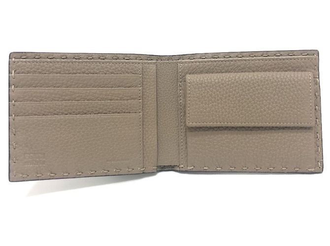 Fendi Gray Leather Bi-Fold Wallet Brown - view 5