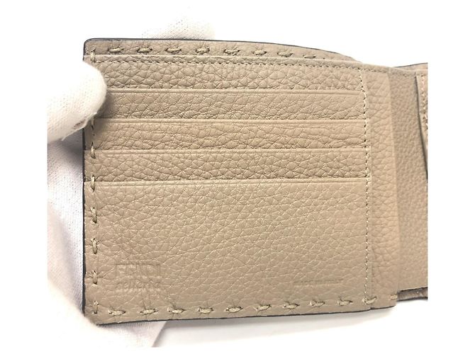 Fendi Gray Leather Bi-Fold Wallet Brown - view 8