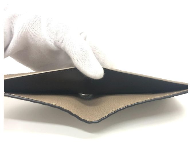 Fendi Gray Leather Bi-Fold Wallet Brown - view 9