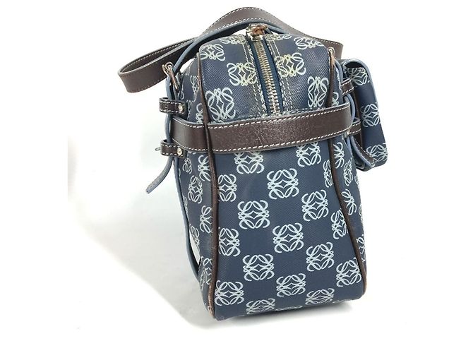 Borsa a Spalla Anagram Loewe Marrone Blu navy - vista 3