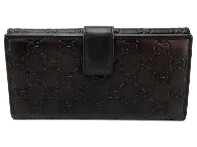 Gucci Dunkelbraune Leder Dreifach-Brieftasche - Ansicht 2
