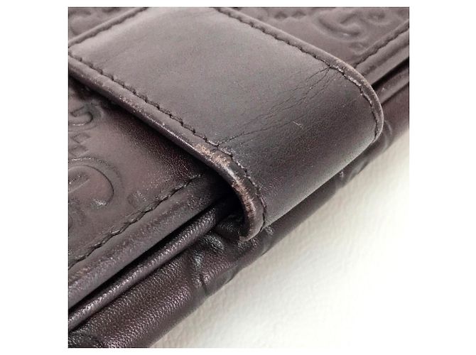 Gucci Dunkelbraune Leder Dreifach-Brieftasche - Ansicht 4