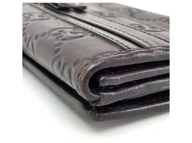 Gucci Dunkelbraune Leder Dreifach-Brieftasche - Ansicht 5