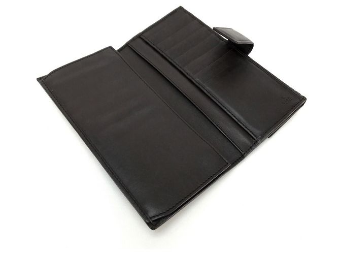 Gucci Dunkelbraune Leder Dreifach-Brieftasche - Ansicht 8