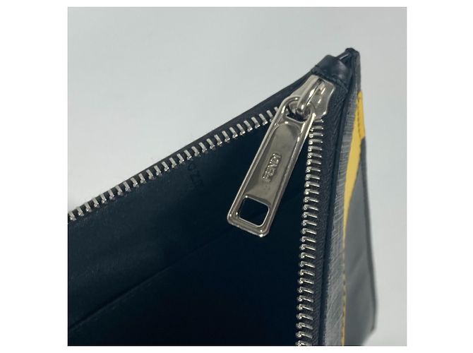 Pochette piatta diagonale Zucca Fendi Marrone Nero Giallo - vista 11