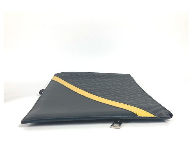 Pochette piatta diagonale Zucca Fendi Marrone Nero Giallo - vista 3