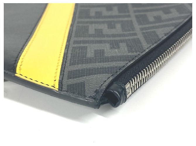 Pochette piatta diagonale Zucca Fendi Marrone Nero Giallo - vista 4
