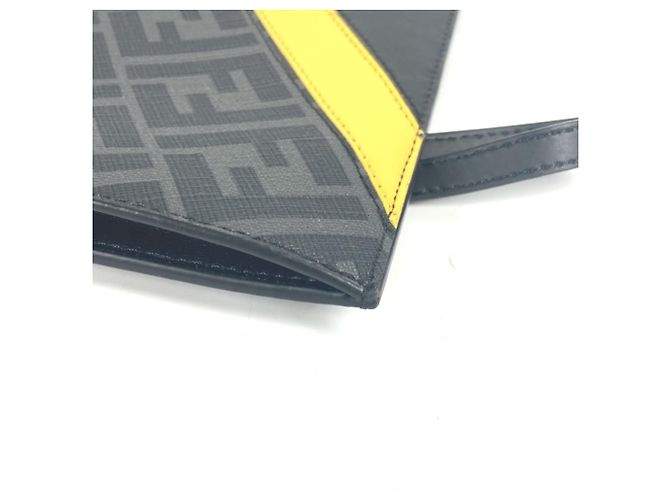 Pochette piatta diagonale Zucca Fendi Marrone Nero Giallo - vista 6