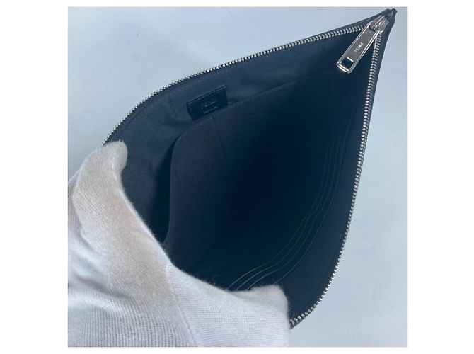 Pochette piatta diagonale Zucca Fendi Marrone Nero Giallo - vista 9