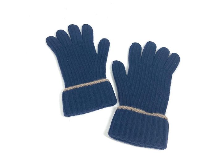 Guanti in cashmere Louis Vuitton con patch Blu navy - vista 2
