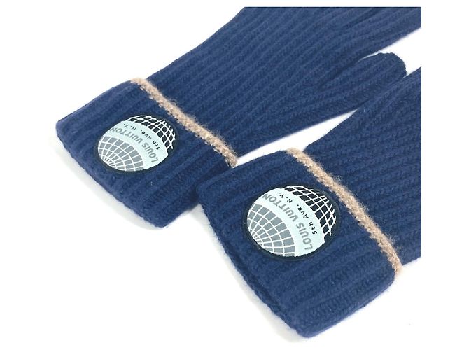 Guanti in cashmere Louis Vuitton con patch Blu navy - vista 3