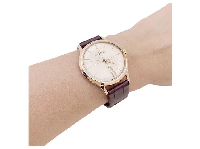Jaeger Lecoultre watch, rose gold, leather strap. - view 6