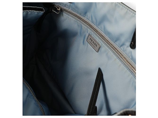 Bolsa tote Prada Re-Nylon preta e azul com rebites Preto - vista 6