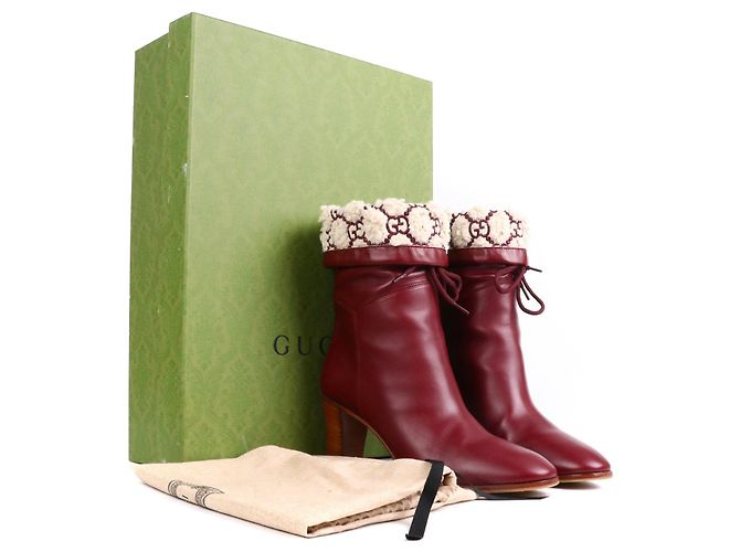 GUCCI - Botines Gucci de cuero burdeos (T39) - vista 7