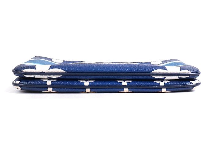 LOUIS VUITTON - Pochette Double Zip Louis Vuitton in tela rivestita Blue Escale - vista 4