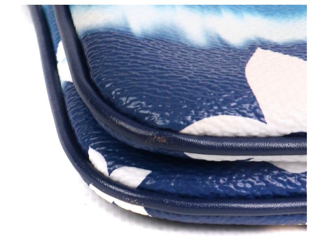 LOUIS VUITTON - Pochette Double Zip Louis Vuitton in tela rivestita Blue Escale - vista 8
