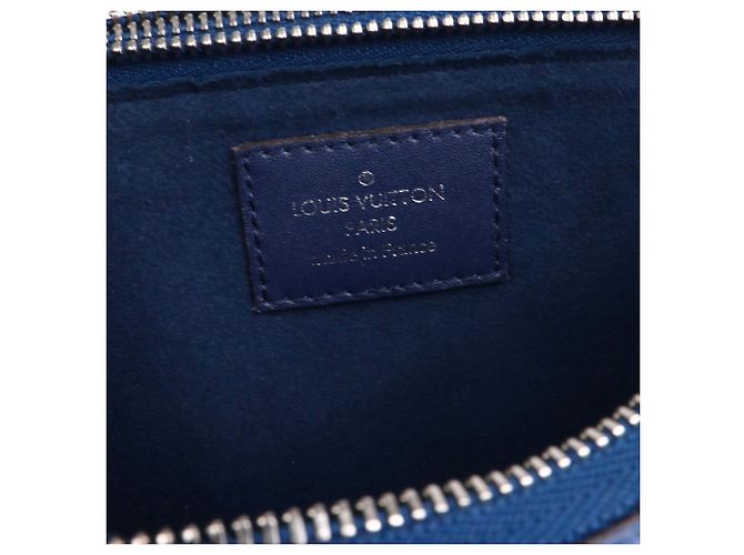 LOUIS VUITTON - Pochette Double Zip Louis Vuitton in tela rivestita Blue Escale - vista 9