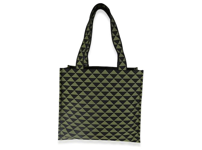 Symbole Prada schwarze grüne Jacquard Triangolo-Symbol Einkaufstasche - Ansicht 2