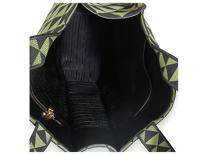 Symbole Prada schwarze grüne Jacquard Triangolo-Symbol Einkaufstasche - Ansicht 5