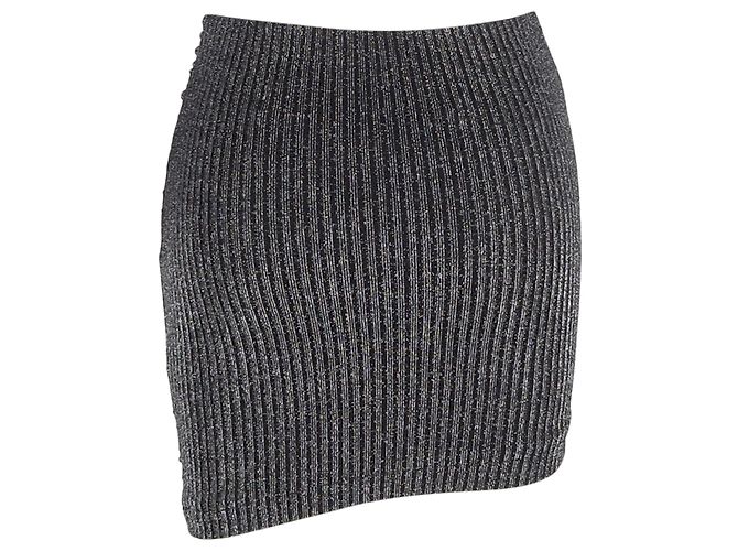Falda mini de lamé con efecto drapeado Iro Brendal en nylon plateado Gris - vista 3