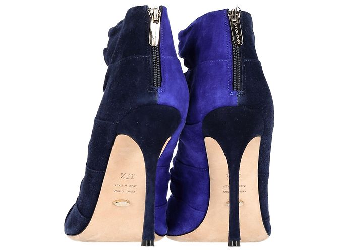 Stivaletti cut out bicolor Sergio Rossi in suede blu Blu chiaro - vista 5