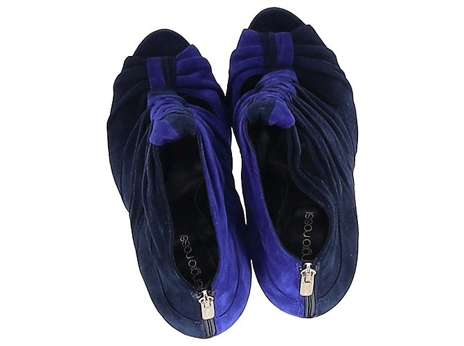 Stivaletti cut out bicolor Sergio Rossi in suede blu Blu chiaro - vista 6