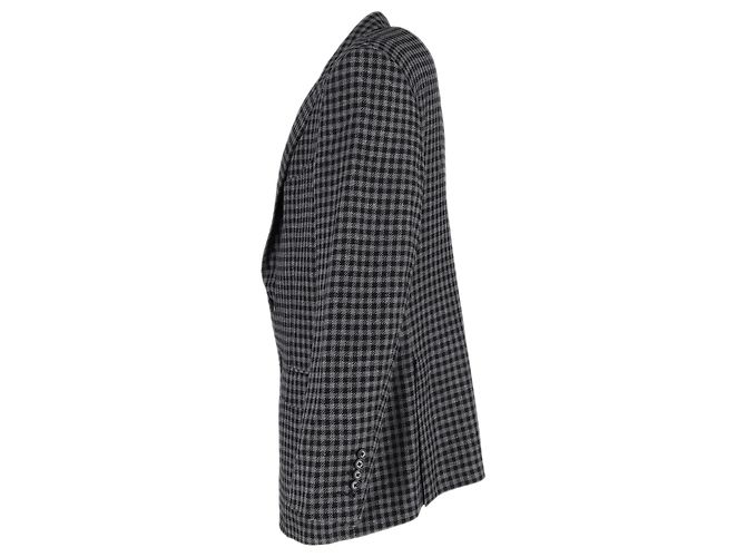Slim-Fit Gingham-Anzugjacke aus grauer Wolle von Tom Ford O'Connor - Ansicht 2