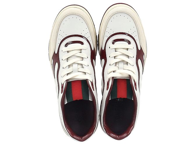 Baskets Gucci Re-Web basses en cuir bordeaux - vue 2